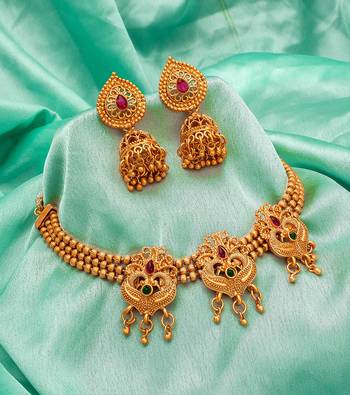 multicolor Traditinal Gold Plated Alloy Necklace 1