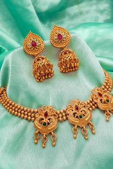 multicolor Traditinal Gold Plated Alloy Necklace