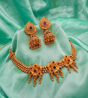 multicolor Traditinal Gold Plated Alloy Necklace 1
