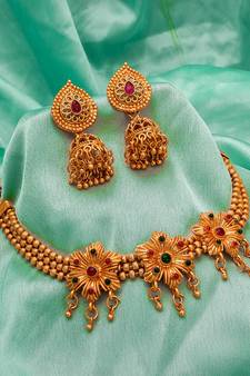 multicolor Traditinal Gold Plated Alloy Necklace