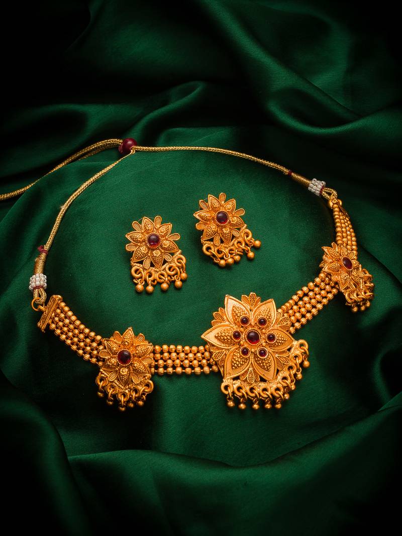 multicolor Traditinal Gold Plated Alloy Necklace