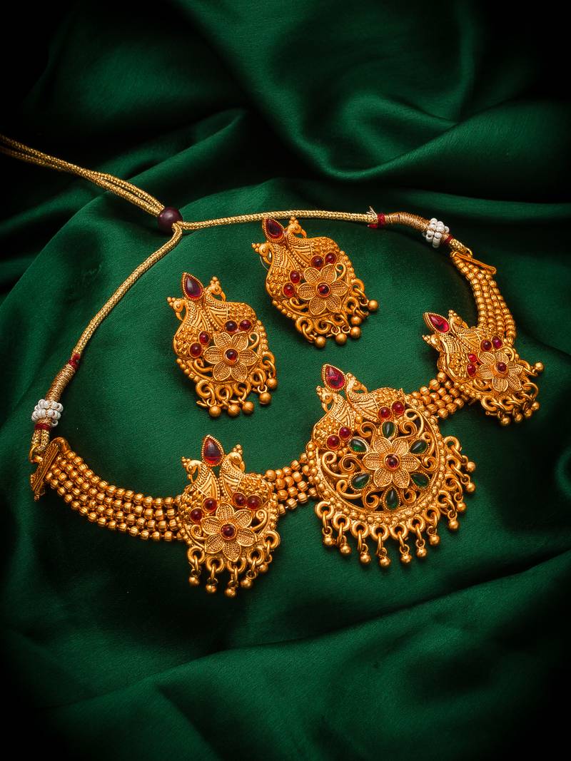 multicolor Traditinal Gold Plated Alloy Necklace