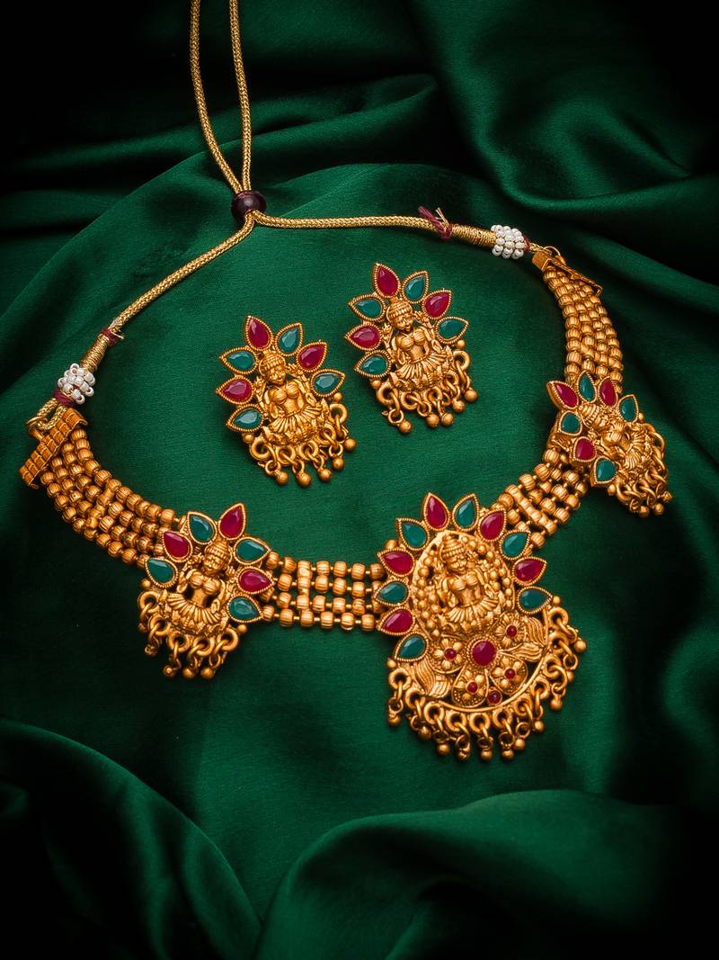 multicolor Traditinal Gold Plated Alloy Necklace