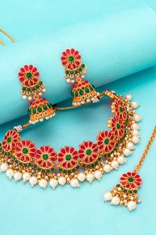 multicolor Traditinal Gold Plated Alloy Necklace