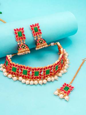 multicolor Traditinal Gold Plated Alloy Necklace 1