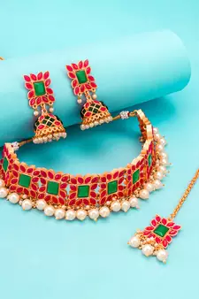 multicolor Traditinal Gold Plated Alloy Necklace