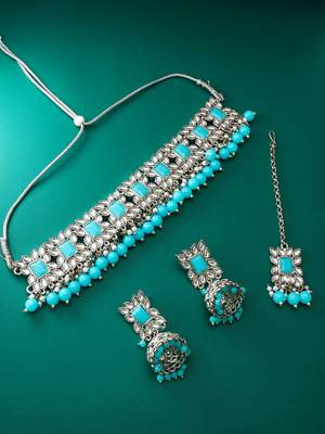 multicolor Traditinal silver Plated Alloy Necklace 1
