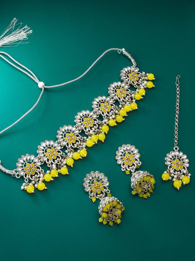 multicolor Traditinal silver Plated Alloy Necklace