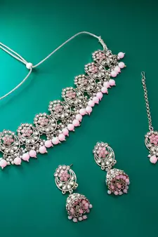 multicolor Traditinal Silver Plated Alloy Necklace