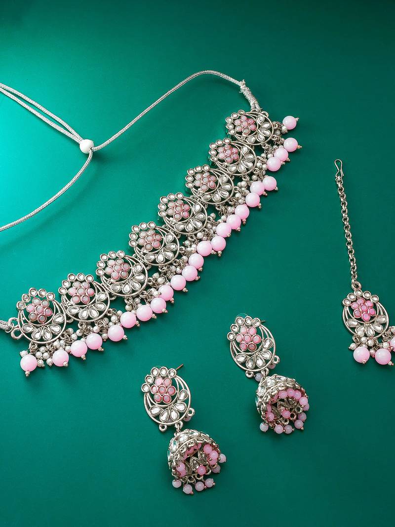 multicolor Traditinal Silver Plated Alloy Necklace