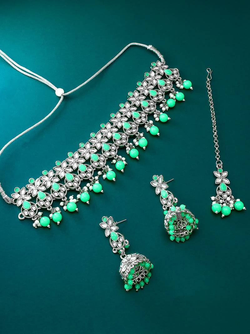 multicolor Traditinal Silver Plated Alloy Necklace