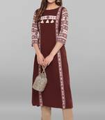 Janasya Brown printed crepe kurta