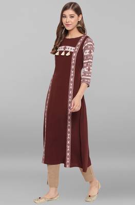 Janasya Brown printed crepe kurta 2
