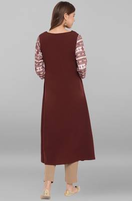Janasya Brown printed crepe kurta 4