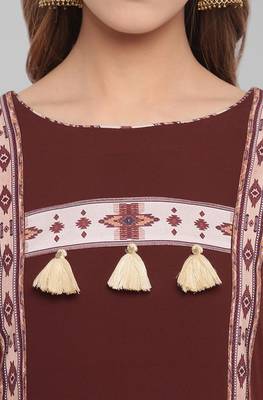 Janasya Brown printed crepe kurta 5
