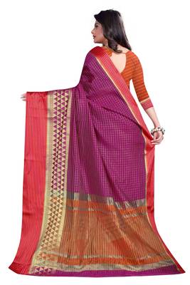 Purple woven jacquard saree with blouse 2