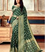 Green Semi Silk Jacquard Work Designer Saree with blouse
