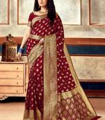 Maroon Semi  Silk Jacquard Work Designer Saree with blouse