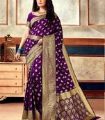 Wine Semi Silk Jacquard Work Designer Saree with blouse