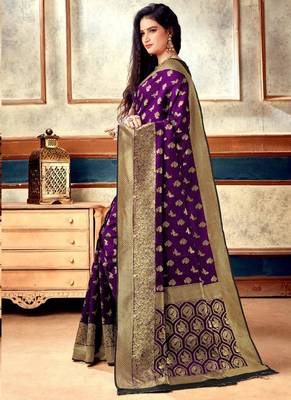Wine Semi Silk Jacquard Work Designer Saree with blouse 3