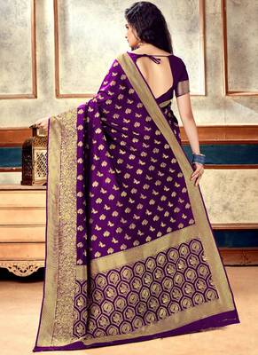 Wine Semi Silk Jacquard Work Designer Saree with blouse 4
