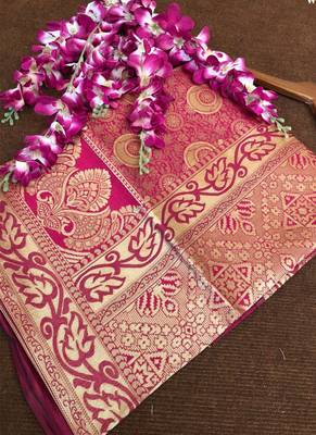 Wine Semi Silk Weaving Jacquard Work Designer Saree 2