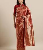 Maroon Semi Silk Weaving Jacquard Work Designer Saree