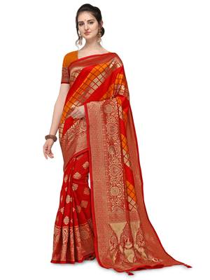 Multicolor Woven Art Silk Saree With Blouse 1