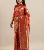 Red Semi Silk Weaving Jacquard Work Designer Saree