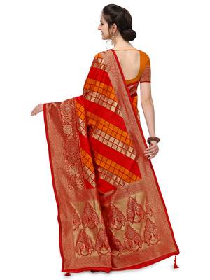 Multicolor Woven Art Silk Saree With Blouse 2