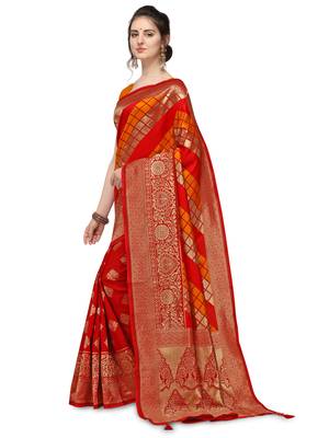 Multicolor Woven Art Silk Saree With Blouse 3