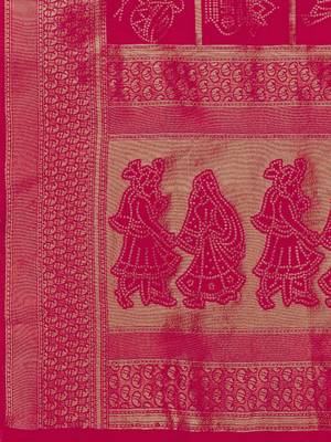 magenta woven art silk saree with blouse 4