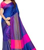 Blue chanderi silk printed saree with blouse