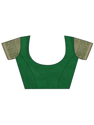 Green woven silk blend saree with blouse 5