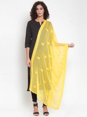 Yellow Chiffon Embroidered Dupatta 1