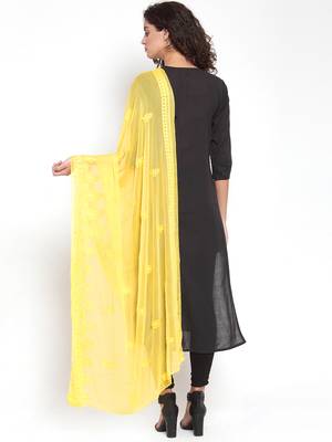 Yellow Chiffon Embroidered Dupatta 2