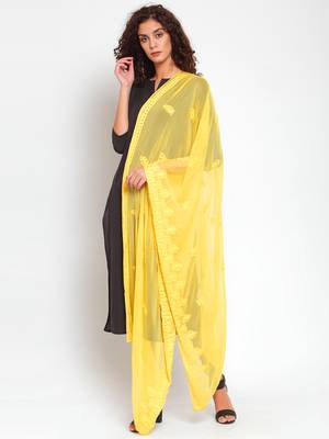 Yellow Chiffon Embroidered Dupatta 3