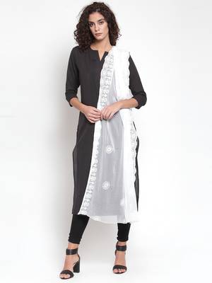 White Chiffon Embroidered Dupatta 3