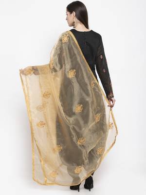 Beige Organza Heavy Embroidered Dupatta 2