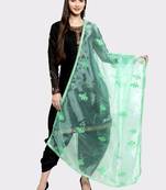 Sea Green Organza Heavy Embroidered Dupatta