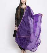 Purple Organza Heavy Embroidered Dupatta