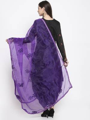 Purple Organza Heavy Embroidered Dupatta 2