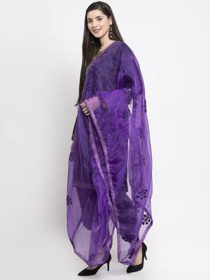 Purple Organza Heavy Embroidered Dupatta 3