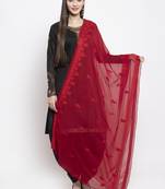 Maroon Chiffon Heavy Embroidered Dupatta