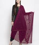 Magenta Chiffon Heavy Embroidered Dupatta