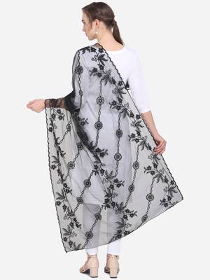 Black Net Embroidered Dupatta 2