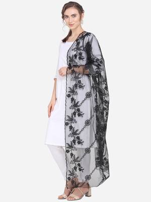 Black Net Embroidered Dupatta 3