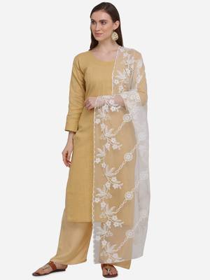 White Net Embroidered Dupatta 1