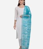 Sky Blue Net Embroidered Dupatta