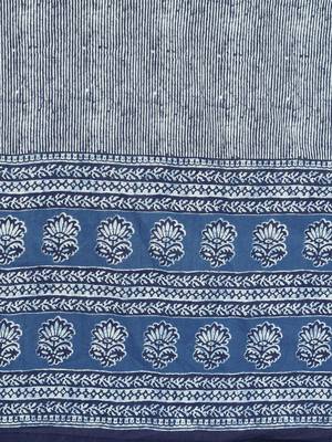Vbuyz Women's Blue Printed & Embroidered Cotton Straight Kurta Pant With Dupatta 9
